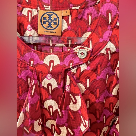 Tory Burch Silk Ruffle Front Blouse Size 2 - Picture 8 of 9